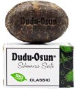 black edition - Dudu-Osun® CLASSIC 25g + Olivenholz-Seifenschale Blatt